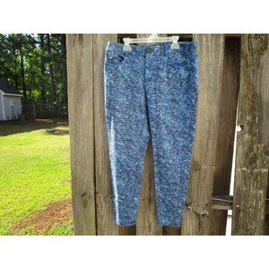 DKNYC Women's Size 10 Blue Geometric Print Straight Leg Crop Pants